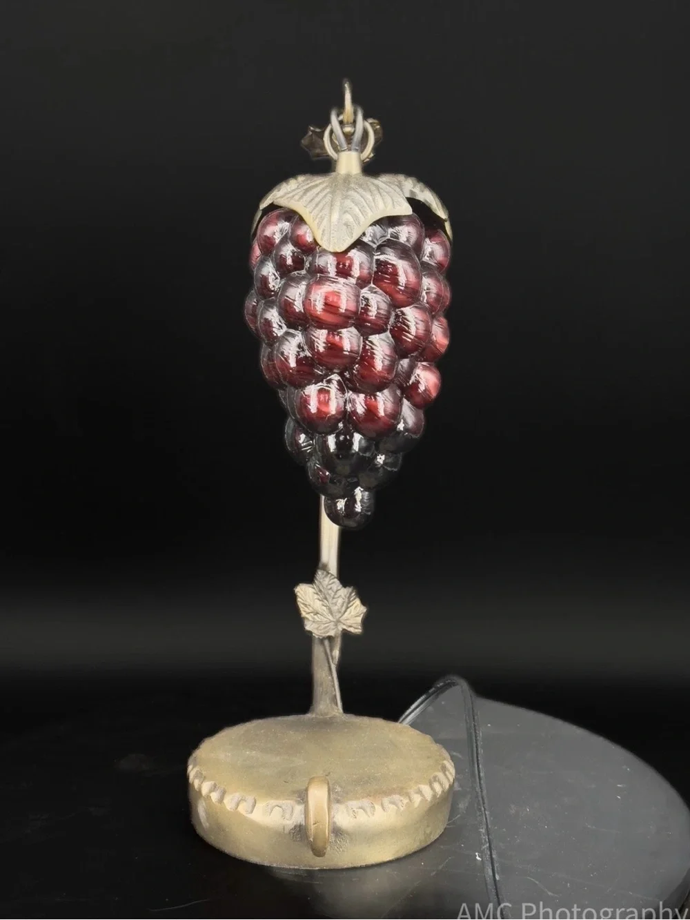 Hanging Glass Art Deco Grape Cluster Table Desk Lamp Arched Cast Metal Arm